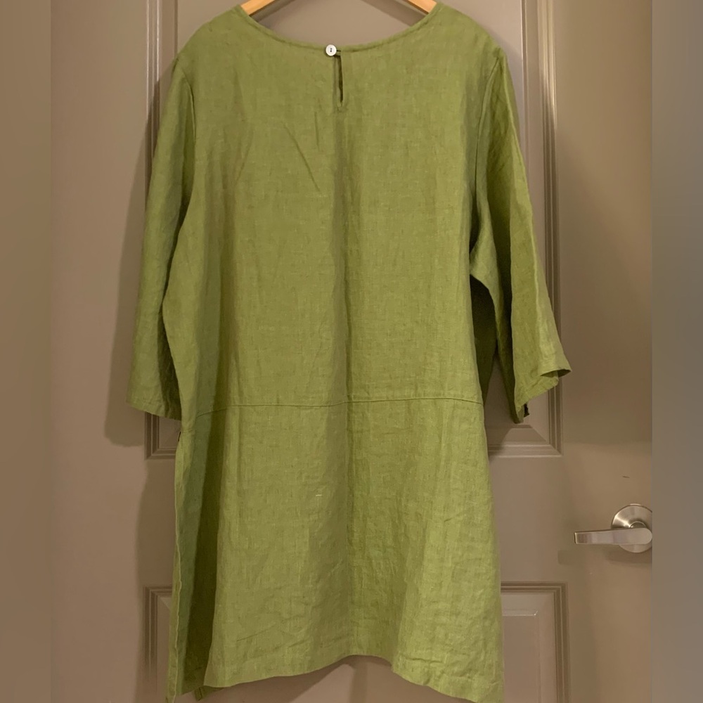 Bryn Walker Linen Bre Cross Dyed Round Neck Lagenlook Tunic Top Size 1X - Picture 14 of 15